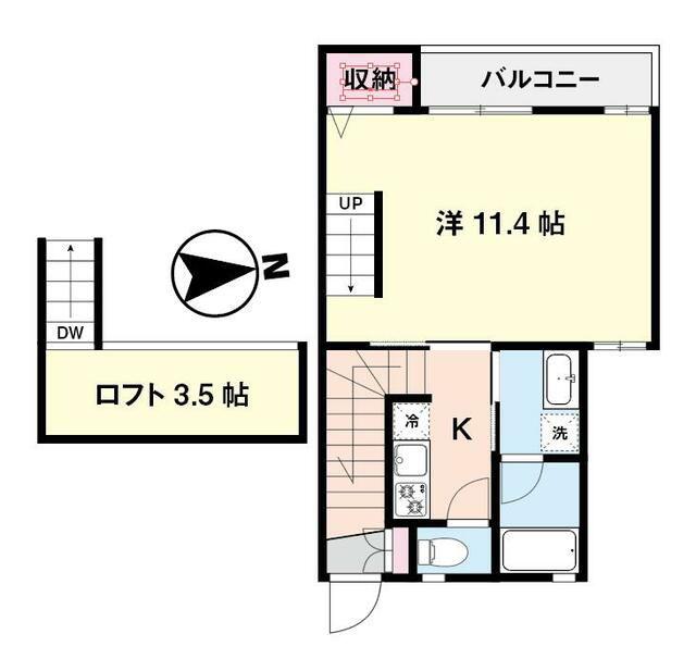 パ-ムグローヴ(1K/2階)の間取り写真