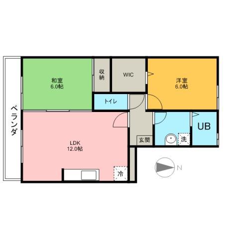 ノーブルヒル(2LDK/1階)の間取り写真