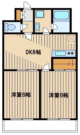 テラスパウロニア(2DK/2階)の間取り写真