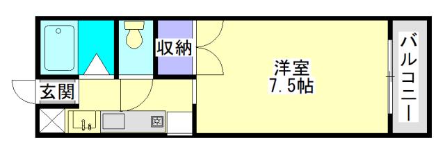 サンライズ都北(1K/4階)の間取り写真