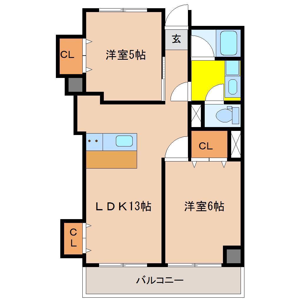 中村消防ビル(2LDK/6階)の間取り写真