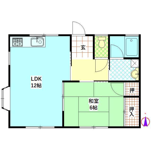 ARATAハウス(1LDK/1階)の間取り写真