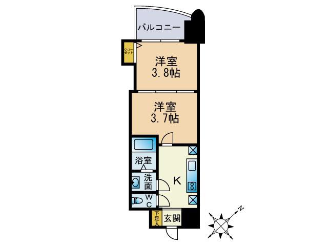 アリビオ博多駅北(2K/12階)の間取り写真