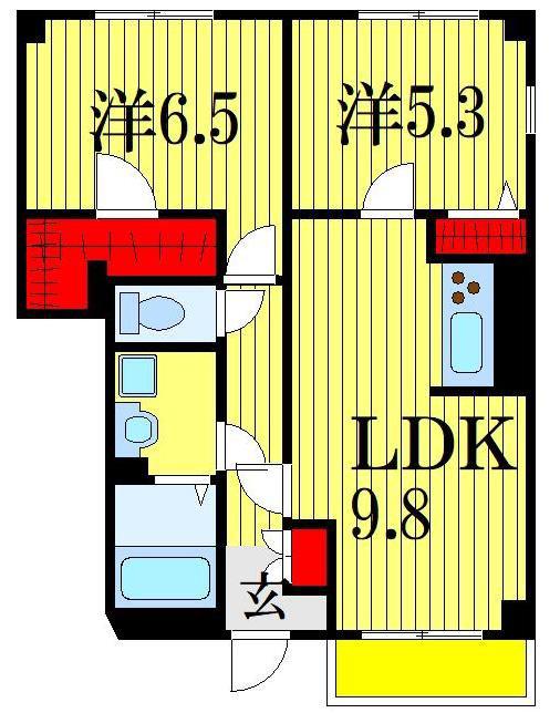 ベルフレーズ(2LDK/1階)の間取り写真