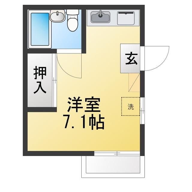 ユーハイツ(ワンルーム/2階)の間取り写真