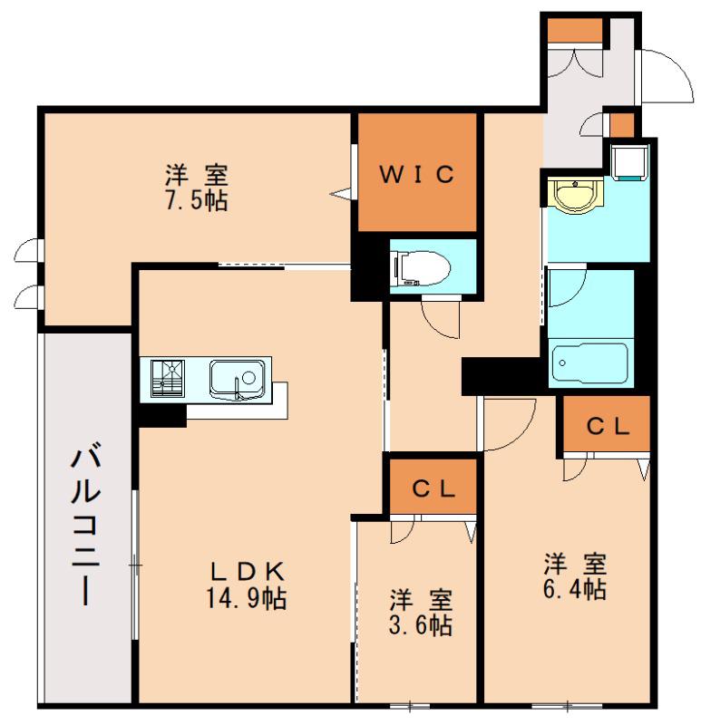 SHAMAISON AMBER026(3LDK/2階)の間取り写真
