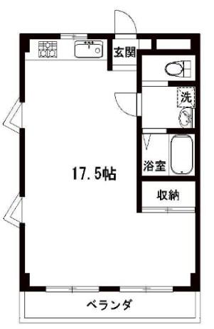 サングリーン瀧川(ワンルーム/4階)の間取り写真