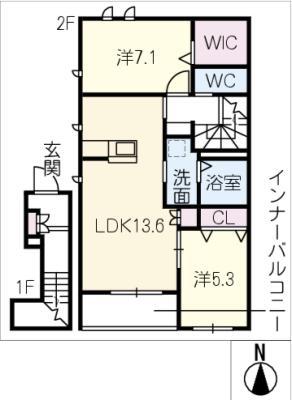 Tメゾン サイゴウ(2LDK/2階)の間取り写真