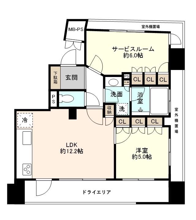 クオス銀座エストドゥジェーム(1SLDK/B1階)の間取り写真