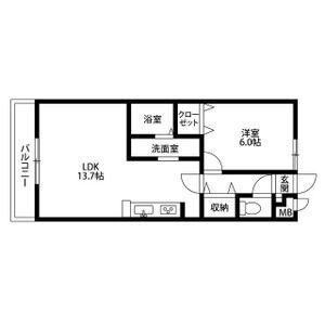 アンプルールリーブルKOIKEII A(1LDK/2階)の間取り写真