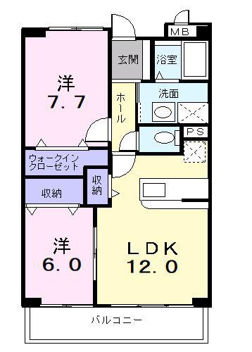 ル・ボヌール(2LDK/3階)の間取り写真