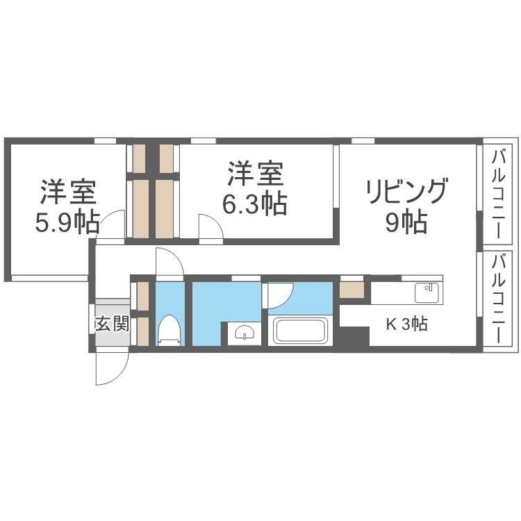 プルミエールメゾン南円山(2LDK/3階)の間取り写真
