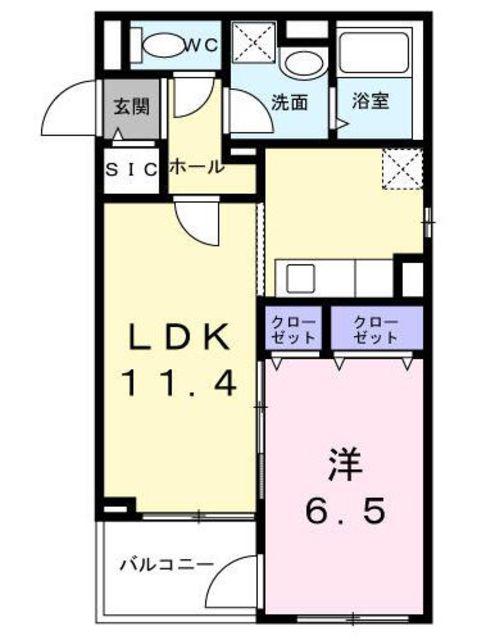 ベラシティ(1LDK/2階)の間取り写真