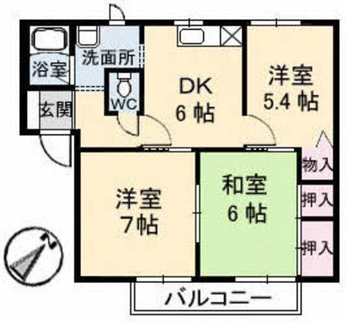 グリーンハイツ(3DK/2階)の間取り写真