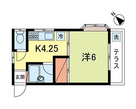 プラトン(1K/1階)の間取り写真