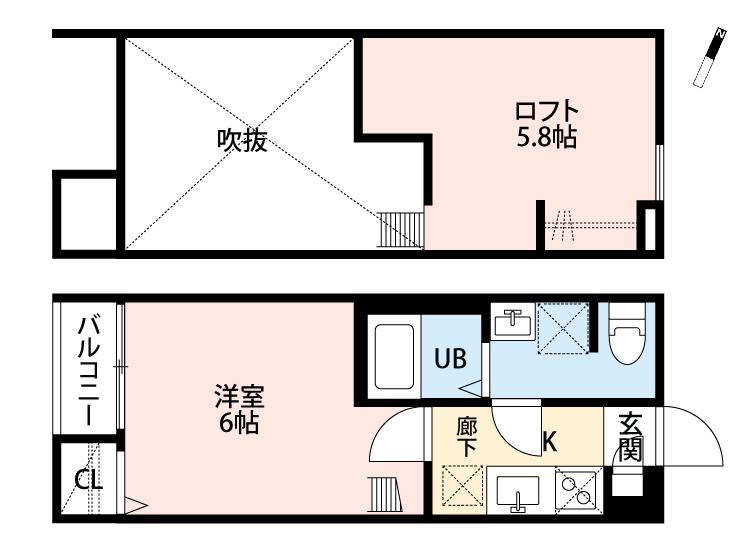 カーサ ベッキア 2(1K/2階)の間取り写真