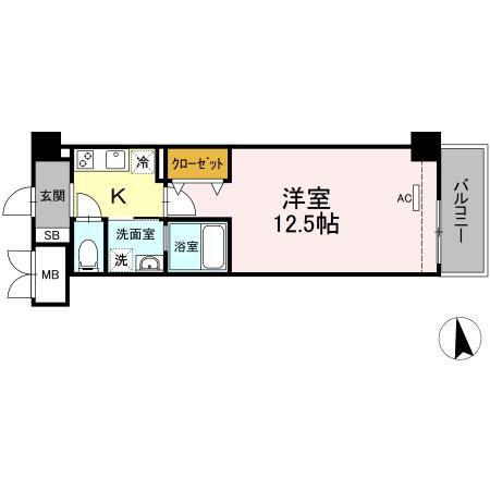 ヘイワレジデンス高崎(1K/4階)の間取り写真