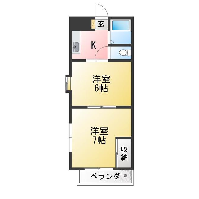 GREEN-HILLS(2K/5階)の間取り写真