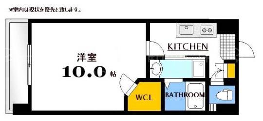 ウィステリア天神川(1K/9階)の間取り写真