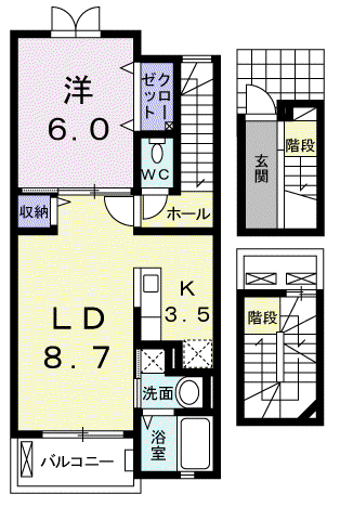 ウィステリアガーデンA(1LDK/3階)の間取り写真