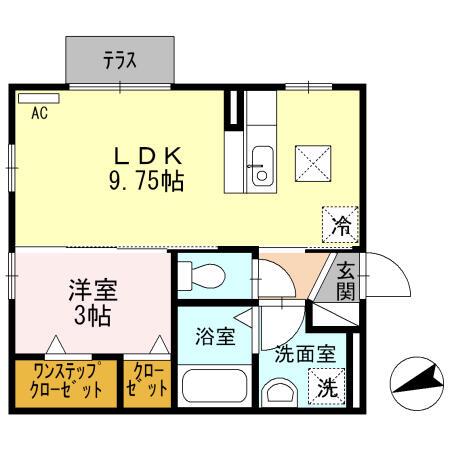 FONTANA(1LDK/1階)の間取り写真