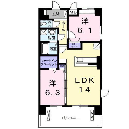 オリーブコート塚田(2LDK/3階)の間取り写真