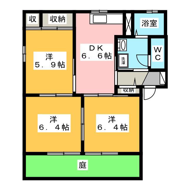 ファミール D(3DK/1階)の間取り写真
