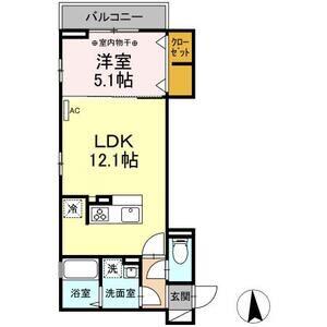 シャンス北山(1LDK/3階)の間取り写真