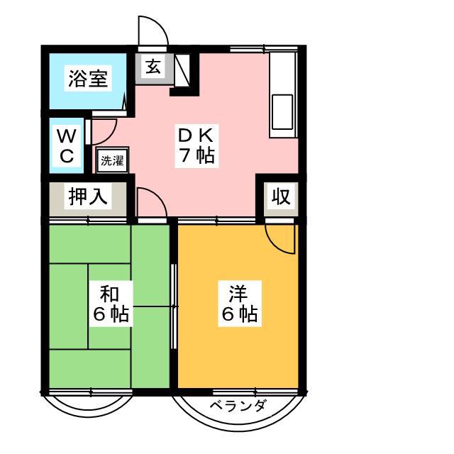 コーポ鍵和田A(2DK/1階)の間取り写真