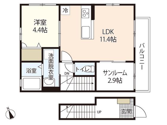 サンハイムIII(1SLDK/2階)の間取り写真