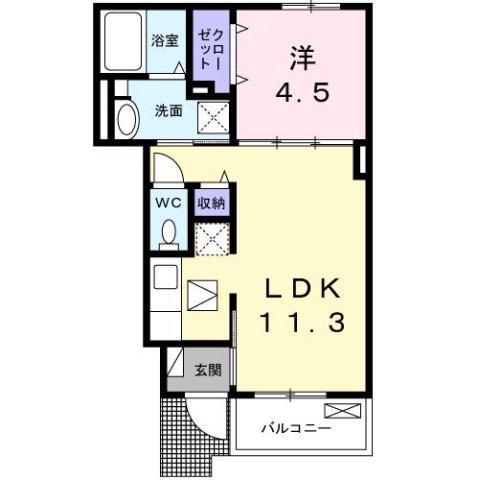 フィグ新栄I(1LDK/1階)の間取り写真