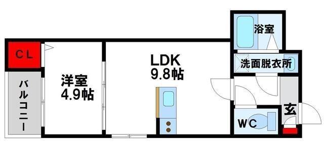 アプリーレ若松(1LDK/1階)の間取り写真