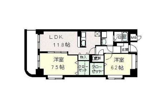 ラポール西大島ウエスト(2LDK/5階)の間取り写真
