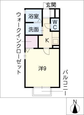 コーポ八の通(1K/2階)の間取り写真
