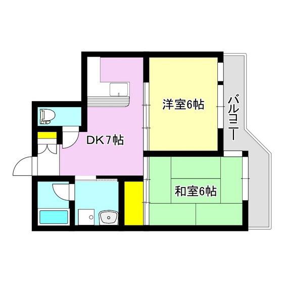 ローラン(2DK/1階)の間取り写真