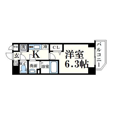 プレサンス江戸堀(1K/7階)の間取り写真