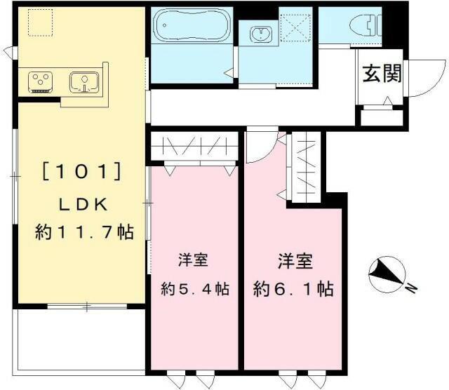 プレシャスコート鷺宮(2LDK/1階)の間取り写真