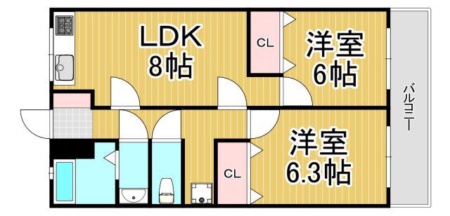 ローレルハイツ(2LDK/3階)の間取り写真