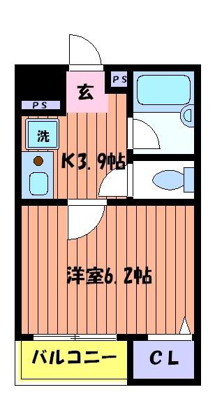 カトルセゾンI(1K/2階)の間取り写真