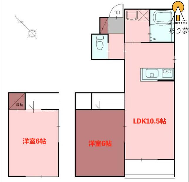 MAISON DE CHARMANT(1LDK/1階)の間取り写真