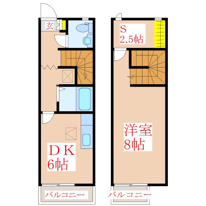 デルムンド(1SDK/1階)の間取り写真