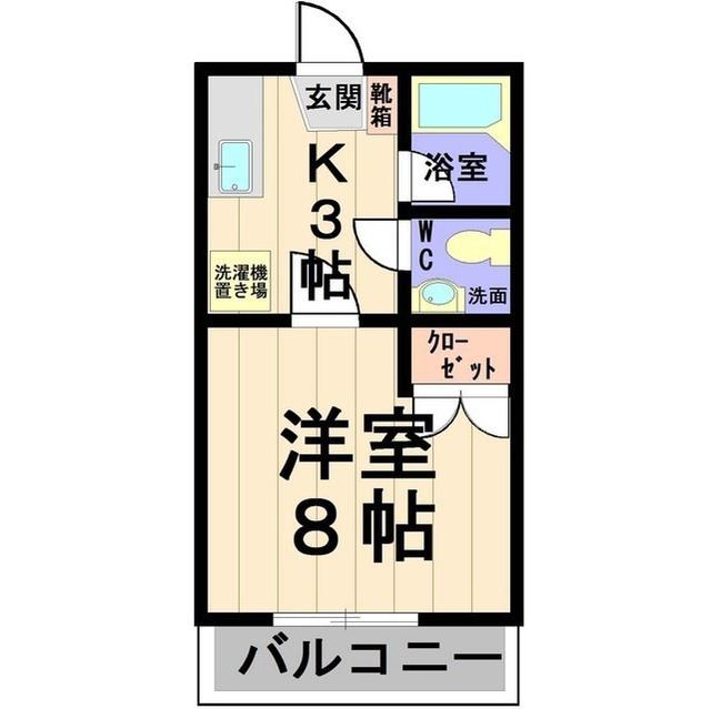 ボヌール春日(1K/1階)の間取り写真