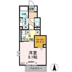 LA VERITE(1K/1階)の間取り写真