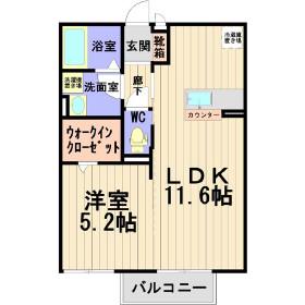 フェリーチェA棟(1LDK/1階)の間取り写真