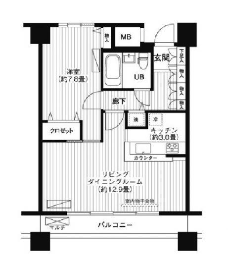 LOOP-M ループエム(1LDK/3階)の間取り写真