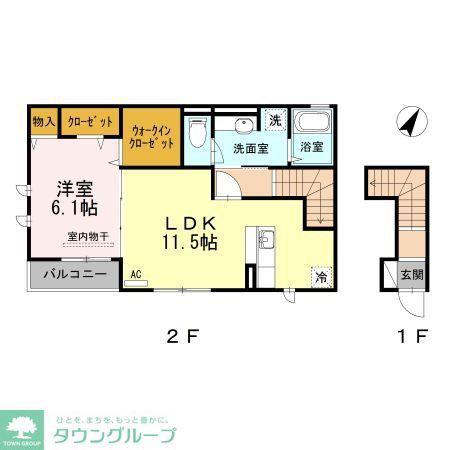 メゾンクレストII(1LDK/2階)の間取り写真