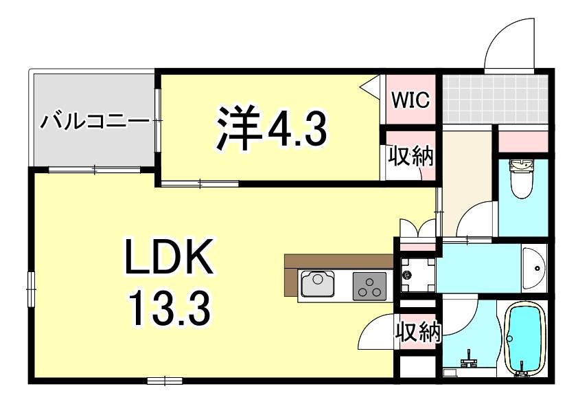 リスタ塚口(1LDK/1階)の間取り写真