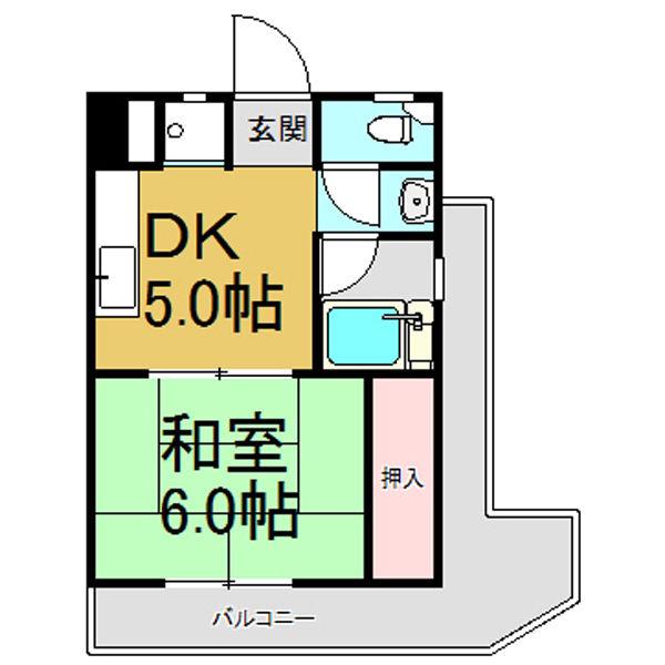 メゾンKARI(1DK/5階)の間取り写真