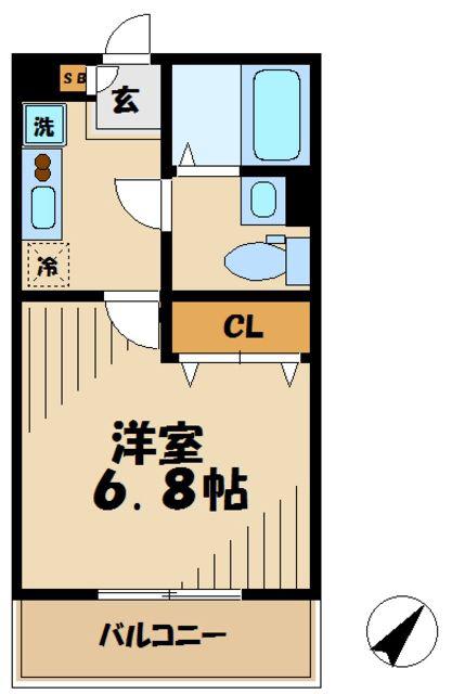 サクラヒルズ(1K/1階)の間取り写真