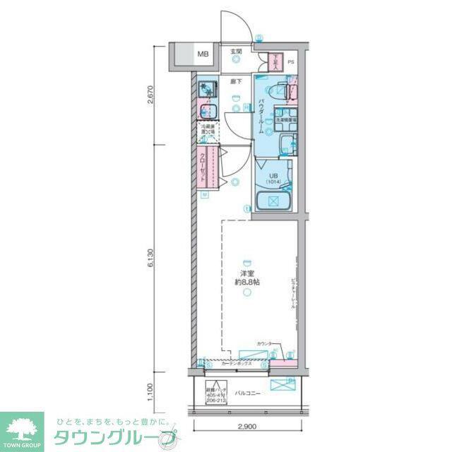 GENOVIA板橋本町IIISKYGARDEN(1K/3階)の間取り写真